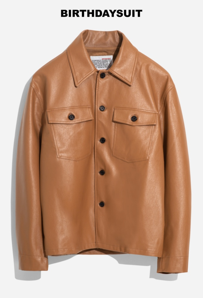 LEATHER CPO JACKET BROWN
