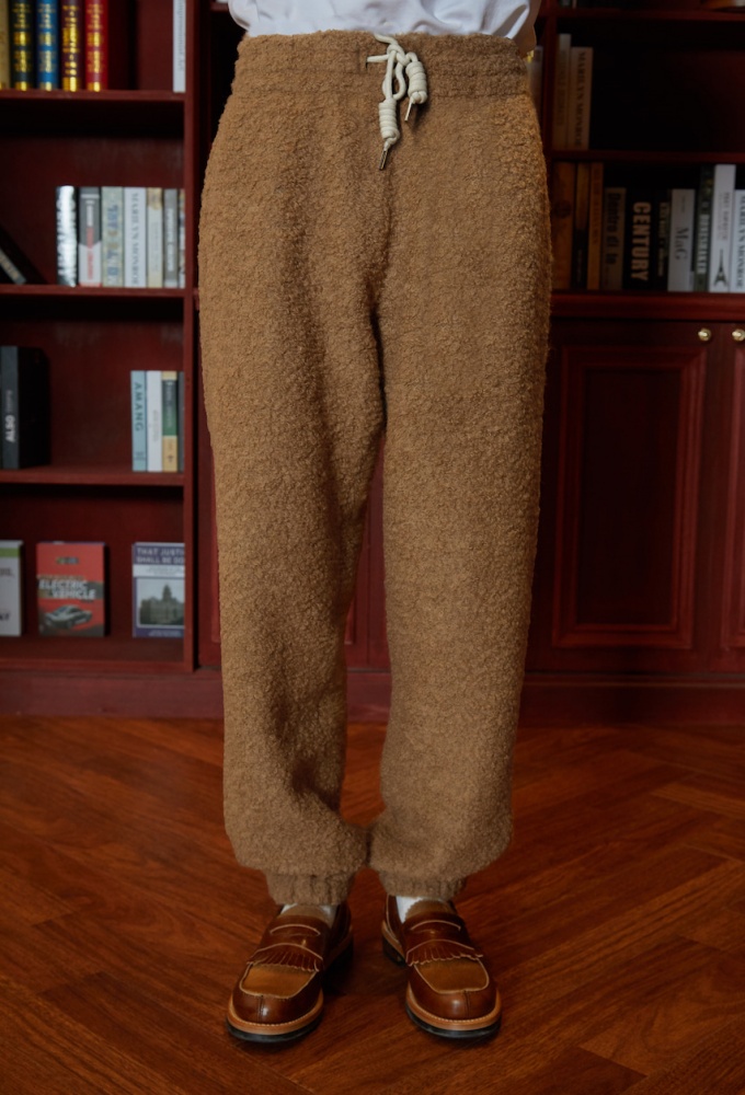 Boucle Wool Jogger Pants Camel