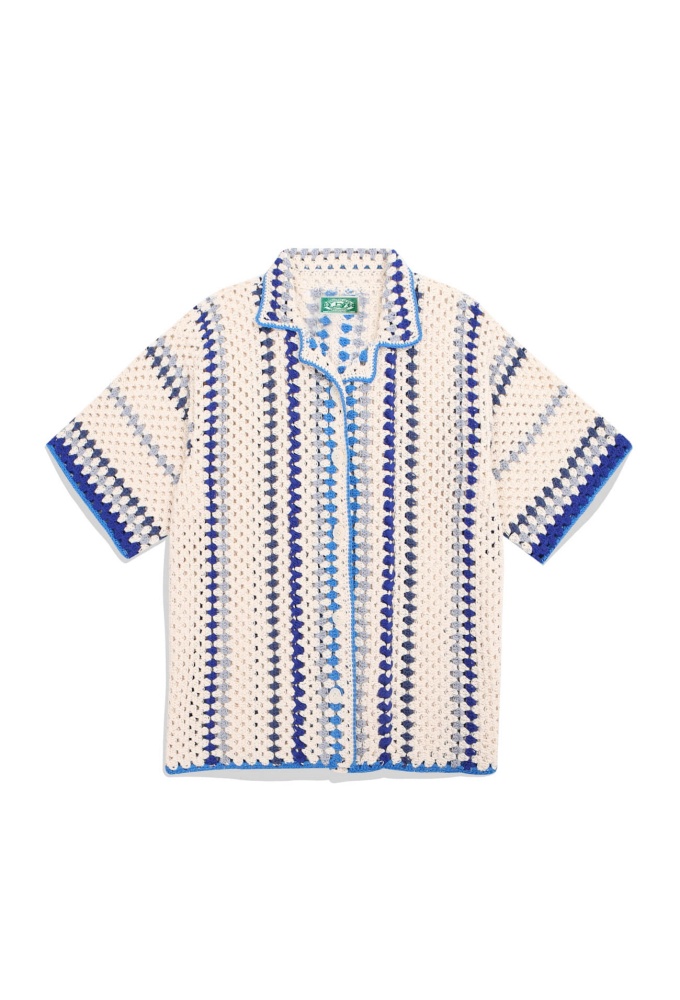 Women’s Handmade Crochet Knit Shirt Multi Blue