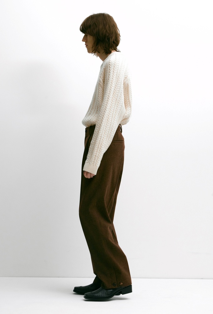 SIDE SLIT BUTTON UP WOOL PANTS