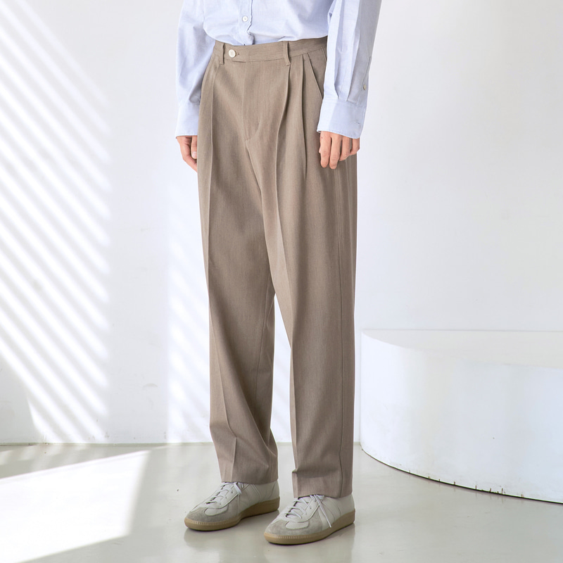 wide tapered pants (khaki brown)