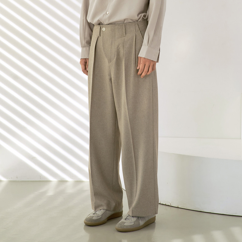 wave front wide pants (khaki beige)