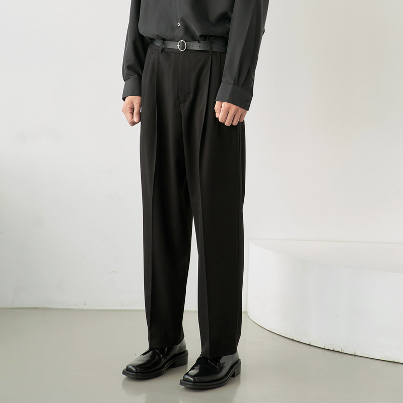 wide tapered pants (black)