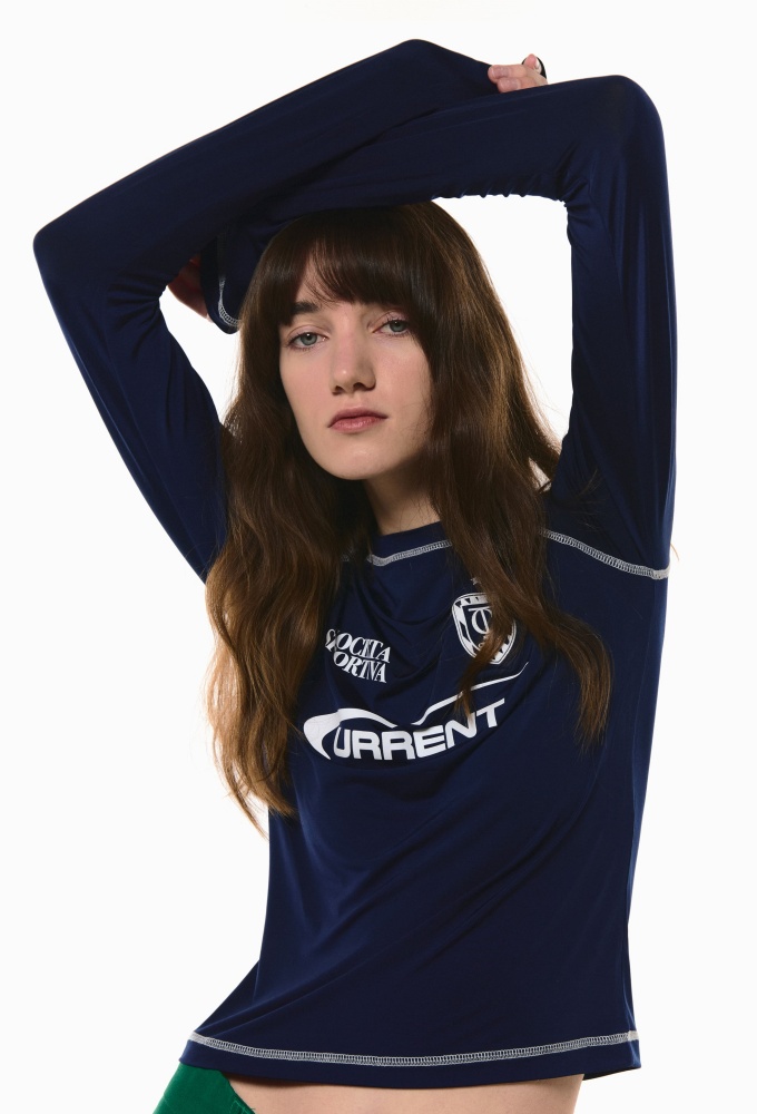 CURRENT SPORT FITTED TRACK JERSEY TOP [NAVY]