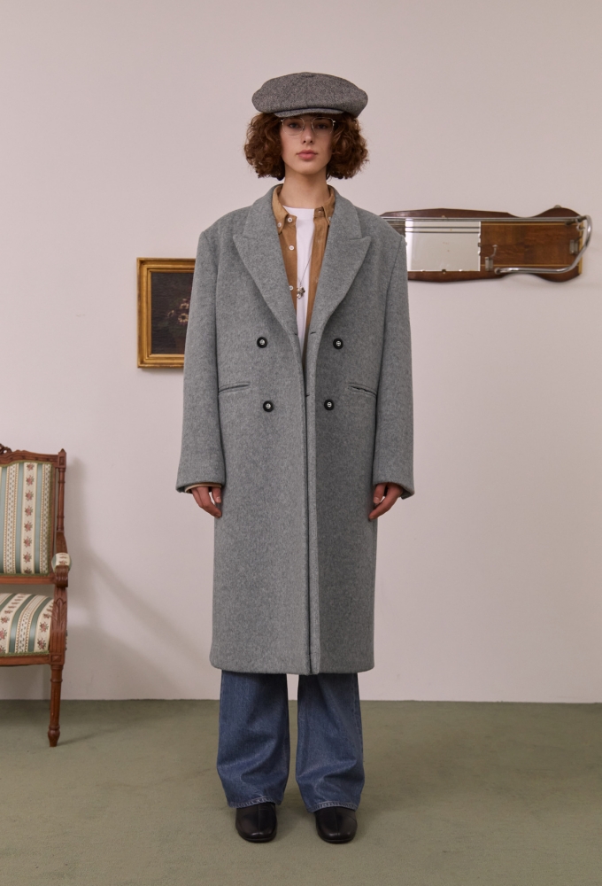 Overfit Double - Breasted Cashmere Coat Grey (12월 15일 순차 발송)